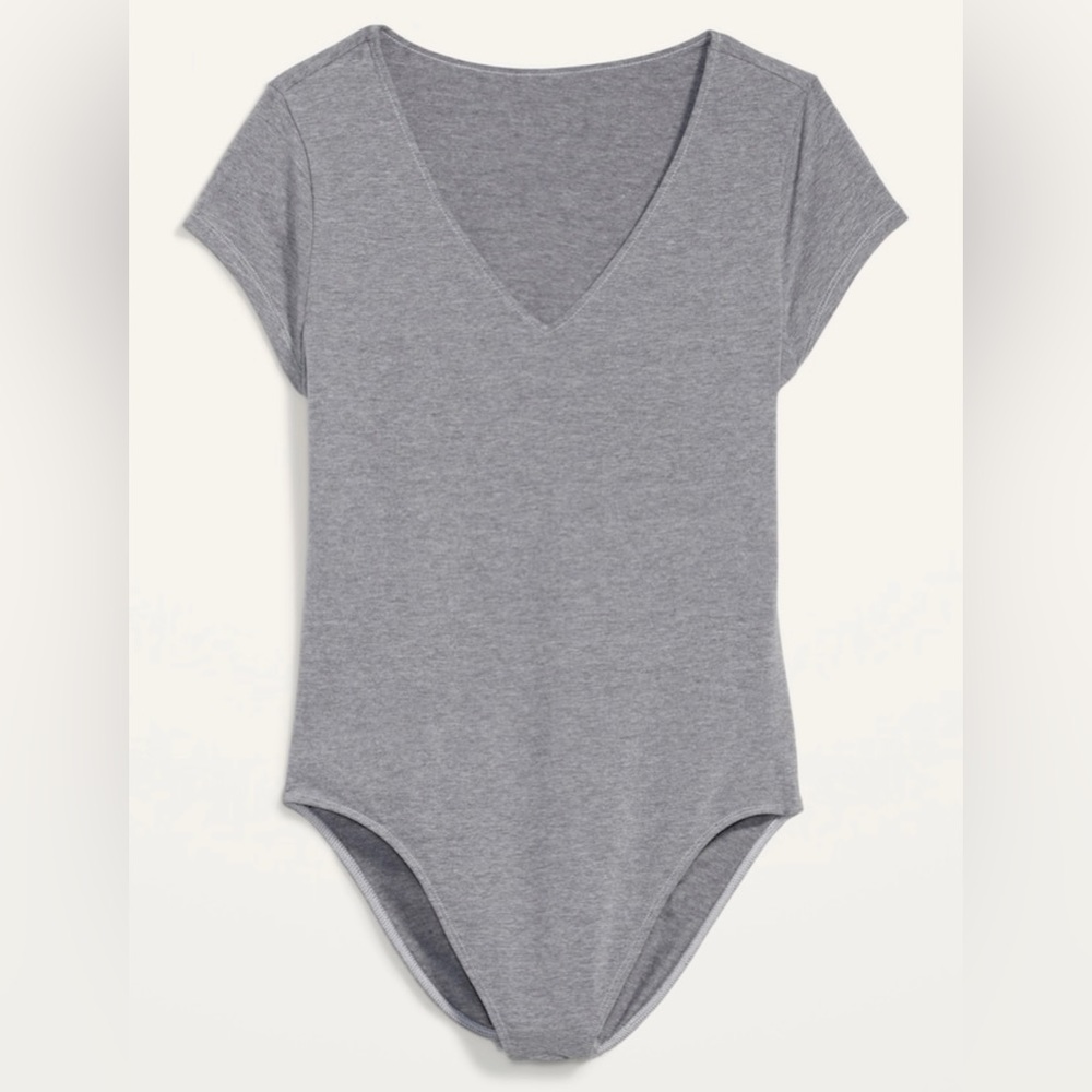 Fitted Short-Sleeve V-Neck Bodysuit